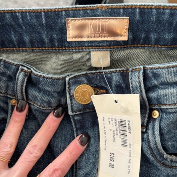 Kut from the Kloth Meg High-Rise Fab AB Wide Leg Raw Hem | NWT - Picture 4 of 5